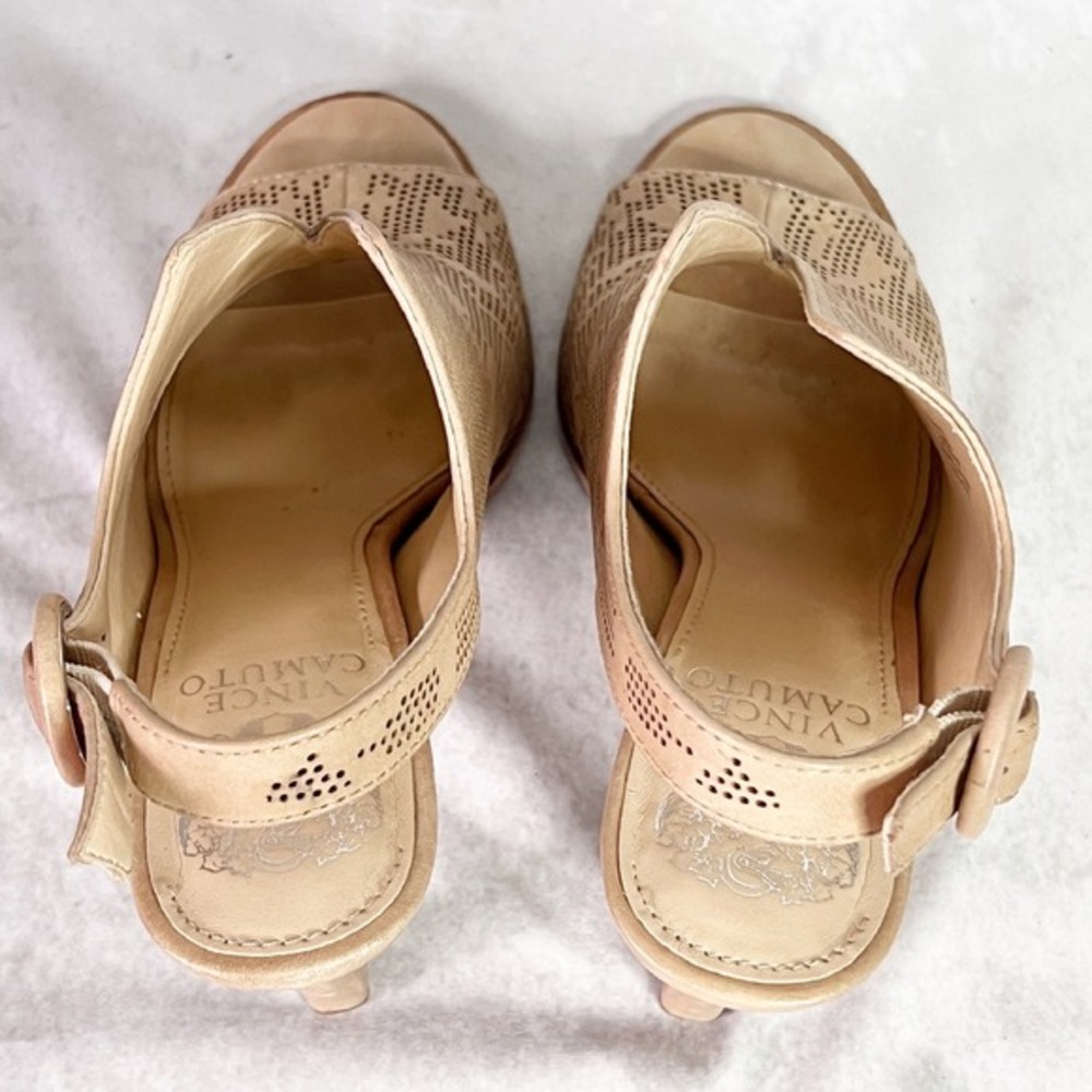 Vince Camuto Nattey2 Perforated Leather Sandals Slingback Heels Size 7.5 - Picture 8 of 10